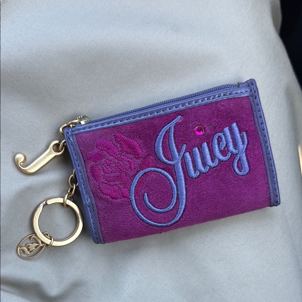 Juicy Couture Purple and Gold Key and Card Holder
